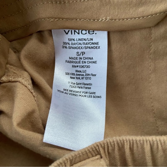 VINCE Belted Cropped Linen Blend Pants - Picture 7 of 11